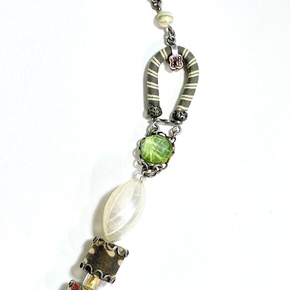 Ayala Bar Signature Necklace Gift 2009 Chunky Coastal Grandma Boho Fabric Glass - Picture 10 of 13